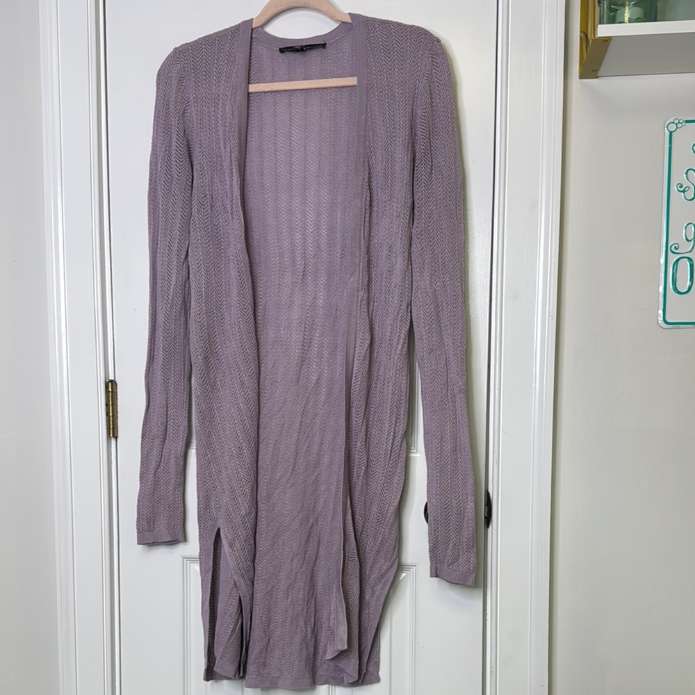 White House Black Market Purple Duster Cardigan Sweater - Picture 2 of 9